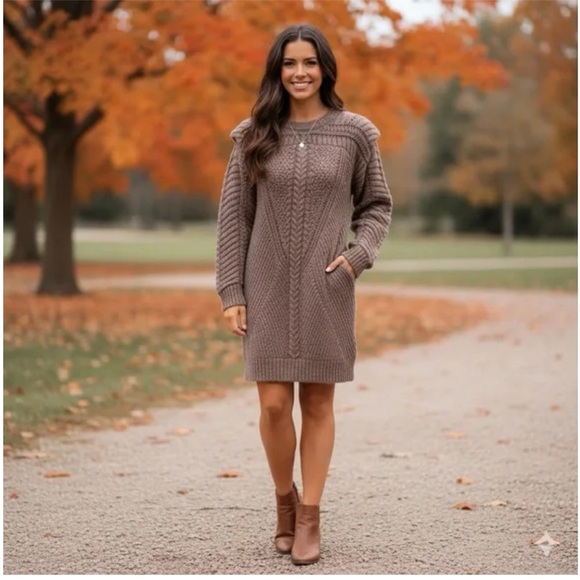 Astr Dresses & Skirts - Astr Brown Long Sleeve Knit Dress